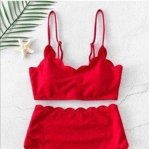 NWT Red two-piece scalloped ZAFUL bikini